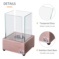 HOMCOM Ethanol Fireplace, 7.75" Tabletop 0.10 Gal Stainless Steel 160 Sq. Ft., Burns up to 2 Hours, Bronze(m-6)