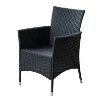 Outsunny 7pcs Outdoor Rattan Dining Set Wicker Furniture Cushioned Seat 6 Armchair 1 Glass Table Garden Patio All Weather Sectional Set(m-10)