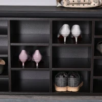 HomCom Upholstered Shoe Entryway Bench Rack with Comfortable PU Cushion Bench & Flexible Shelving Options, Brown(m-12)