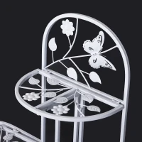 Outsunny 3 Tier Plant Stand Metal Butterfly Leaf Outdoor Potted - White(m-13)