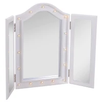 HOMCOM Lighted Tabletop Tri-Fold Vanity Mirror w/ LED Lights White(m-2)