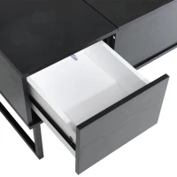 HOMCOM Foldable Wood Lift Top coffee Table Convertible Tea Desk Furniture with 2 Storage drawer Tray Black(m-7)