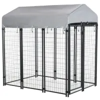 Pawhut 6' x 4' x 6' Large Outdoor Dog Kennel Galvanized Steel Fence with UV-Resistant Oxford Cloth Roof & Secure Lock(m-1)