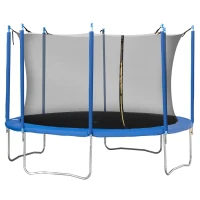 Soozier 12ft Trampoline with Safety Enclosure Outdoor Recreational Trampolines for Adults and Teens, Blue and Black(m-2)