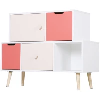HOMCOM Kids Cabinet Bedroom Storage Organization Unit Bedroom Pink(m-2)