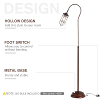 HOMCOM Vintage Floor Lamp Rotatable Lampshade E26 Socket Pin Living Room Steel Bronze(m-5)