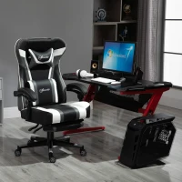 Vinsetto High Back Gaming Chair, Racing Style Ergonomic Computer Desk Chair with Adjustable Height, Retractable Footrest, Headrest and Lumbar Support, Grey(m-3)
