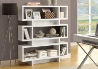 Monarch 55" Modern Hollow-Core 3-Tier Wood Grain-Look Open Shelf Storage Bookcase - White Finish(m-2)