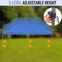 Outsunny 10' x 20' Pop Up Canopy Tent, Instant Sun Shelter, Tents for Parties, Height Adjustable, with Wheeled Carry Bag, for Outdoor, Garden, Patio, Dark Blue(m-7)