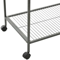 PawHut Rolling 65"L Bird Cage w/ Storage Shelf Wood Perch Food Container(m-12)
