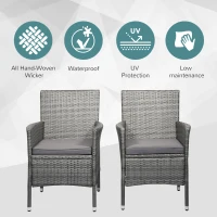 Outsunny 2 Piece Patio Armchair Wicker Chair Outdoor Modern PE Rattan w/ Cushion Grey(m-4)
