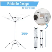 HOMCOM 52.5ft Foldable Clothes Aluminum Umbrella Shaped Drying Rack Dryer 4 Arms 20 Lines Indoor Outdoor Pre-Assembled(m-5)