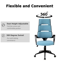 Vinsetto High Back Office Chair Fabric Executive Seat Swivel Desk Task Chair Swivel Fabric Seat Blue/Black(m-6)