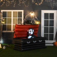 HOMCOM 6'  Halloween Inflatable Vampire Emerging Coffin LED Lights Indoor Outdoor Decoration(m-1)