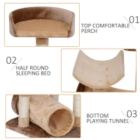 PawHut 29" Cat Tree Scratcher Post Pet Furniture with Tunnel Brown(m-4)