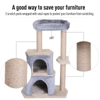PawHut Multi-Level Cat Tree with Sisal-Covered Scratching Posts Large Perch Grey(m-5)