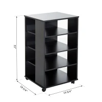 Open Box HomCom 33” Wooden Rolling 5 Shelf Media Center Display Storage Cart - Black(m-4)