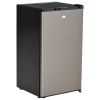 HOMCOM Mini Fridge with Freezer, Compact Mini Refrigerator with 3.1Cu Ft Capacity, Adjustable Shelves and Temperature and Reversible Door for Bedroom, Black/Silver(m-1)