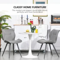 HOMCOM 27.5" Round Dining Table with Metal Pedestal Base for Living Room, Natural Wood/Black(m-4)