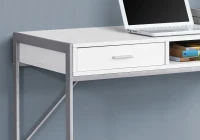 Monarch 48" Contemporary Compact Open Concept Computer Writing Desk with Drawers - White / Silver(m-3)