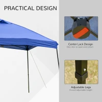 Outsunny 12' x 12' Garden Foldable Pop Up Gazebo Tent with Roller Bag & Vent Outdoor Party Wedding Canopy, Blue(m-6)