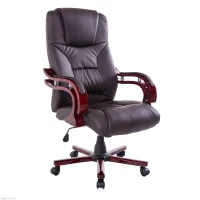 HOMCOM PU / Wood High-Back Executive Swivel  Computer Office Chair, Brown (m-2)