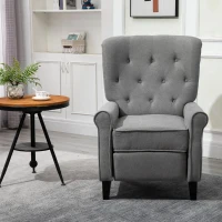 HOMCOM Linen Fabric Manual Recliner with Vibrating Massage and Wired Remote Control, Light Grey(m-2)