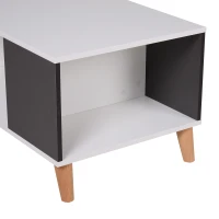 HOMCOM Scandinavian Style Modern Coffee Table Sofa Table with Open Compartment Living Room Furniture Black and White(m-6)