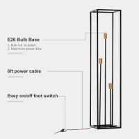 HOMCOM Modern Floor Lamp, 3-Light Freestanding Lamp for Living Room, Bedroom, and Office, Black(m-4)