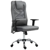 Vinsetto Mesh Office Chair with Rechargeable Electric Vibration Massage Lumbar Rocking, with Pillow, Wheels - Grey(m-1)
