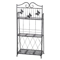 Outsunny 3-Tier Metal Folding Plant Stand Storage Unit Indoor Outdoor(m-6)