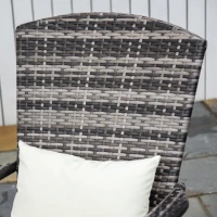 Outsunny Patio Wicker Adirondack Chair, All-Weather Rattan Fire Pit Chair with Soft Cushions, Tall Curved Backrest and Comfortable Armrests, Mixed Brown & Cream White(m-11)