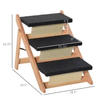 PawHut 2-in-1 Folding Dog Stairs and Ramp, Convertible Dog Ramp for Beds, Sofa, and Cars, Portable Folding Pet Ladder, Up to 110 Pounds(m-3)