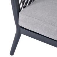 Outsunny 4 PCs PE Rattan Wicker Sofa Set Outdoor Conservatory Furniture Lawn Patio Coffee Table w/ Cushion Light Grey(m-9)