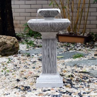 Outsunny 2-tier Water Fountain Feature Cascade Classical LED Light Effect Patio(m-2)