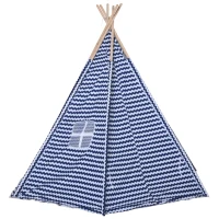 Qaba Kids Teepee Play Tent Portable Children Playhouse Toy for Boys and Girls with Mat Pillow Carry Case Indoor Outdoor Games Blue(m-8)