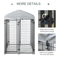 Pawhut 6' x 4' x 6' Large Outdoor Dog Kennel Galvanized Steel Fence with UV-Resistant Oxford Cloth Roof & Secure Lock(m-8)