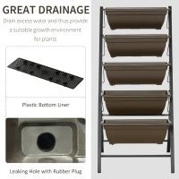 Outsunny 5-Tier Raised Garden Bed with 5 Planter Box, Outdoor Plant Stand Grow Containers with Leaking Holes for Balcony Patio Outdoor, Black(m-5)