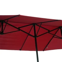 Outsunny 15ft Outdoor Twin Patio Umbrella Garden Double-Sided Market Parasol Sun Shelter with Crank Wine Red(m-9)