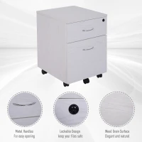 HOMCOM Two Drawer A4 Filing Cabinet Cupboard Office Storage Unit Lockable Rolling(m-5)