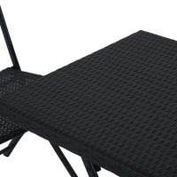 Outsunny 3pcs Rattan Coffee Set Folding Garden Bistro Wicker Chair and Table Outdoor Patio Furniture, Black(m-8)