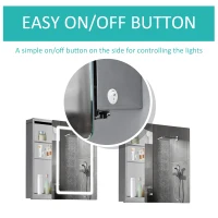HOMCOM 30" LED Illuminated Wall Mirror Medicine Cabinet Bathroom Sliding Door Vertical Stainess Steel(m-4)