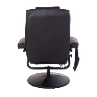HOMCOM Massaging Faux Leather Recliner Chair and Ottoman Set, Swivel Vibration Massage Lounge Chair with Remote Control for Living Room, Bedroom, or Office, Black(m-13)