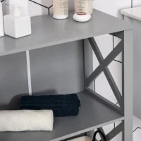 kleankin X- Frame Freestanding Floor Bathroom Storage with Two Drawers, Storage Organizer, Cabinet with 3 Shelves, Gray(m-10)
