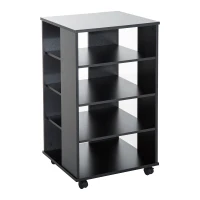 Open Box HomCom 33” Wooden Rolling 5 Shelf Media Center Display Storage Cart - Black(m-1)