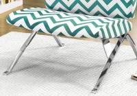 Monarch Modern Padded Upholstered Fabric Armless Accent Chair - Teal Chevron(m-3)