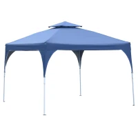 Outsunny 10'x10' Easy Pop-Up Party Tent 2 Tire Top Outdoor Activity Gazebo Canopy Sun Shade Fair Event Instant Shelter Vented Roof w/ Carrying Bag Blue(m-2)