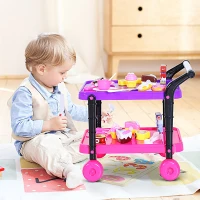 HOMCOM 25 pcs Kids Cart Cake Pretend Play Playset Educational Toy(m-1)