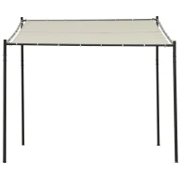 Outsunny 10' x 9.5' x 9.5' Outdoor Wall Patio Gazebo Canopy with PVC Coated Polyester Roof, Steel Frame, & Spacious Build, Beige(m-8)