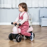 Qaba Baby Balance Bike for 18-36 Months, Toddler No Pedal Ride-on Walking Bike with 4 Wheels Gifts for Boys Girls, Pink(m-2)